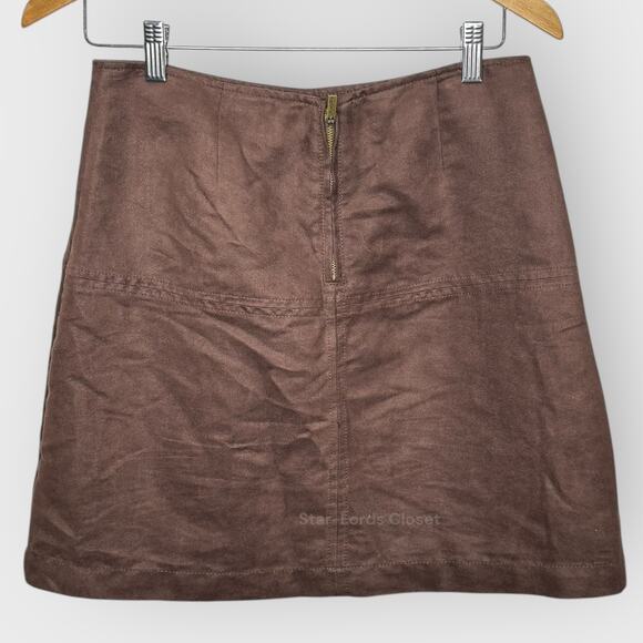 Sanctuary Faux Suede Mini Skirt S | Brown Zipper Mod Aesthetic Indie Western - Picture 7 of 7